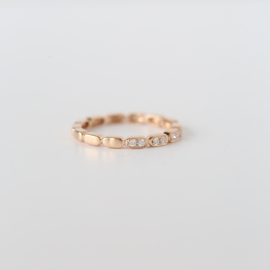 14k Rose Gold .17ctw Round Brilliant Diamond Milgrain Stackable Band