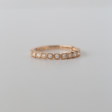 14k Rose Gold .18ctw Round Brilliant Diamond Milgrain Stackable Band