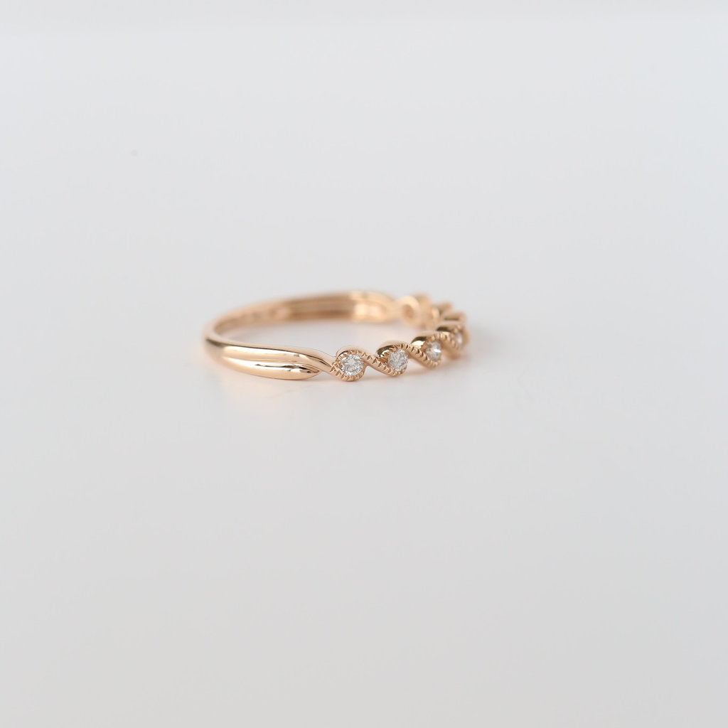 14k Rose Gold .15ctw Diamond Twisted Milgrain Stackable Band