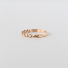 14k Rose Gold .15ctw Diamond Twisted Milgrain Stackable Band