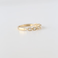 14k Yellow Gold .20ctw Diamond Milgrain Stackable Band