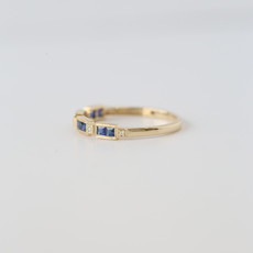 14k Yellow Gold .02ctw Diamond and .42ctw Sapphire Stackable Band