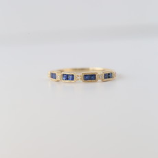 14k Yellow Gold .02ctw Diamond and .42ctw Sapphire Stackable Band