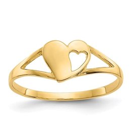 American Jewelry 14k Yellow Gold Kids Open Double Heart Ring (Size 3)