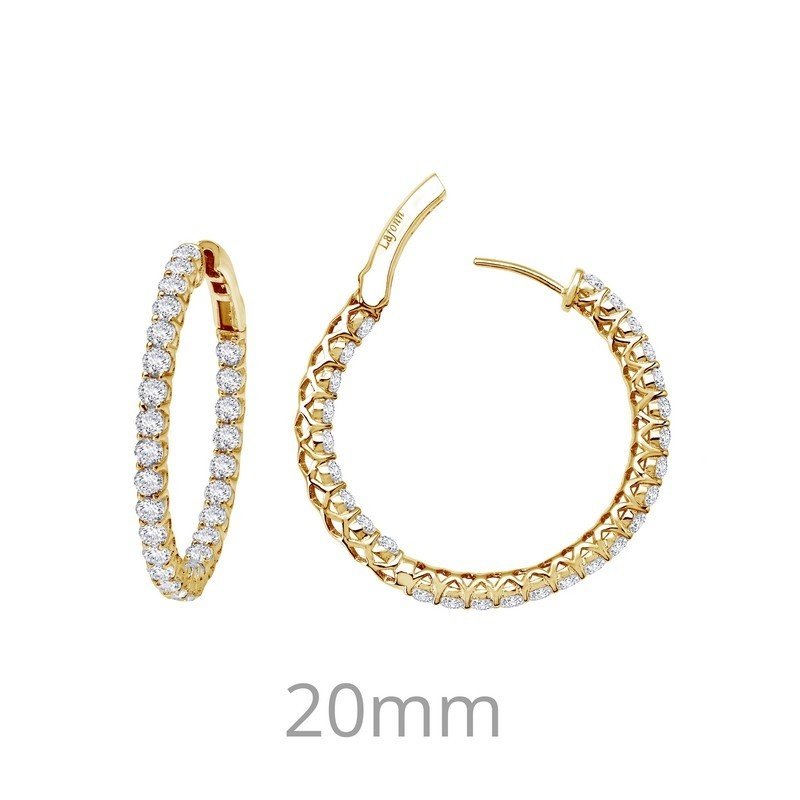 Lafonn Lafonn Yellow Gold 2.0cttw Inside Outside Hoop Earrings (20mm)