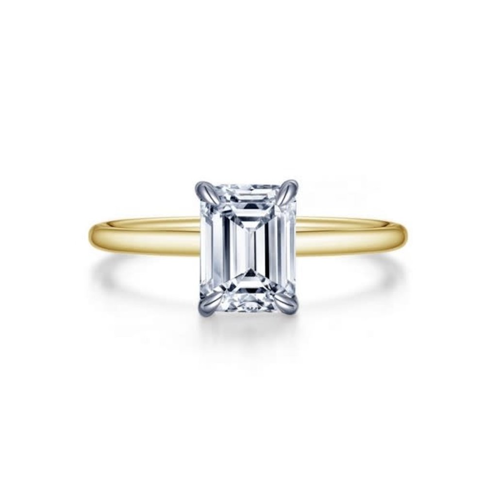 Lafonn Lafonn Emerald Cut Two-Tone Solitaire Engagement Ring (Size 6)