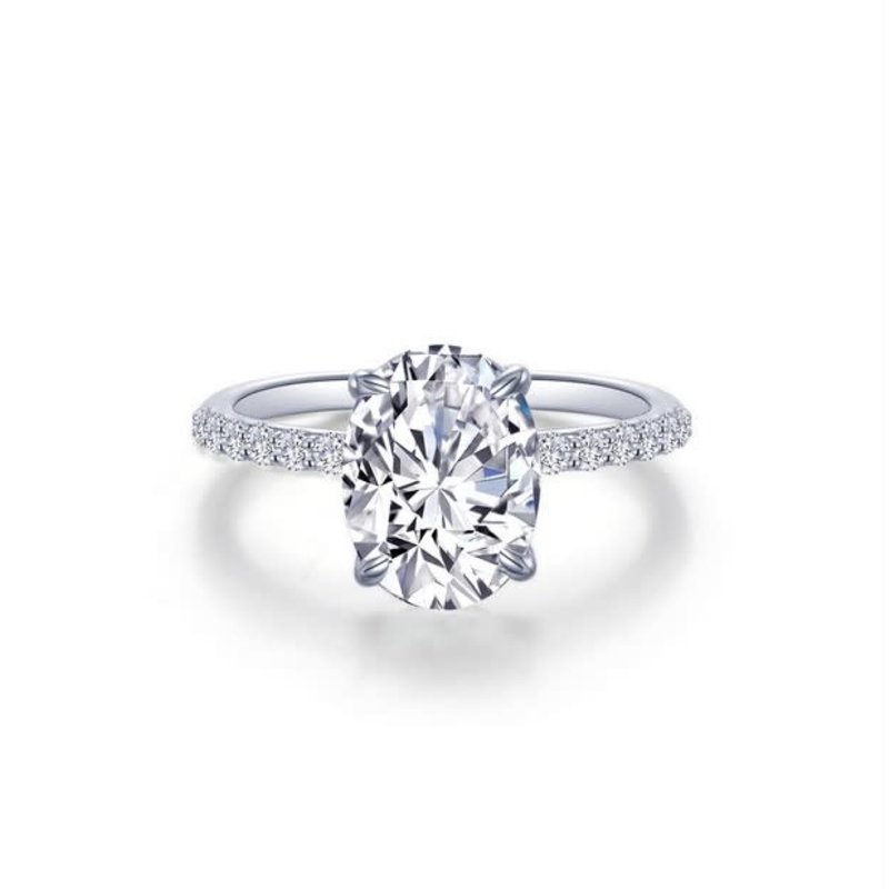 Lafonn Lafonn 3.0ctw Oval Solitaire with Pave Accent Engagement Ring (Size 6)