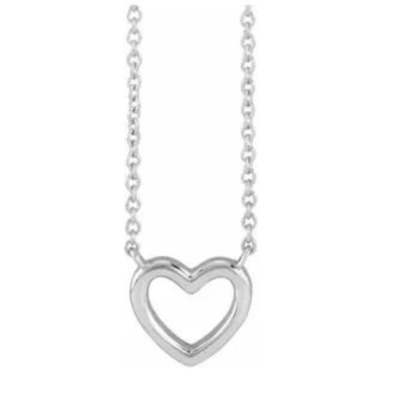 American Jewelry 14k White Gold Petite Open Heart Necklace