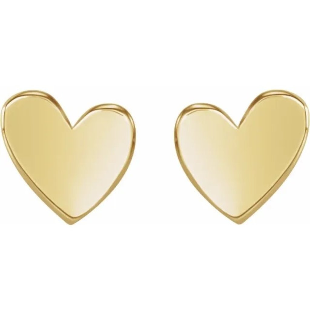 14k Yellow Gold 6mm Asymmetrical Heart Stud Earrings