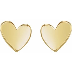 14k Yellow Gold 6mm Asymmetrical Heart Stud Earrings