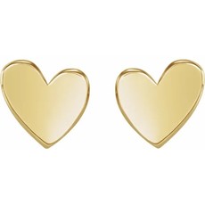 14k Yellow Gold 4mm Asymmetrical Heart Stud Earrings