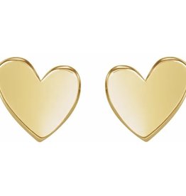 14k Yellow Gold 4mm Asymmetrical Heart Stud Earrings