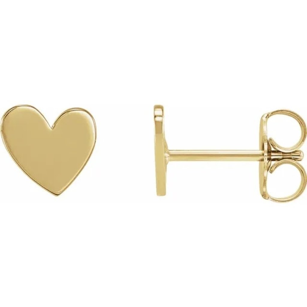 14k Yellow Gold 4mm Asymmetrical Heart Stud Earrings