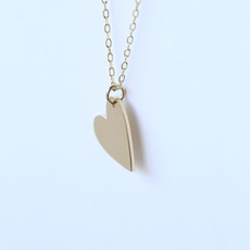 American Jewelry 14k Yellow Gold Engravable Sideways Heart Pendant on 18" Cable Chain