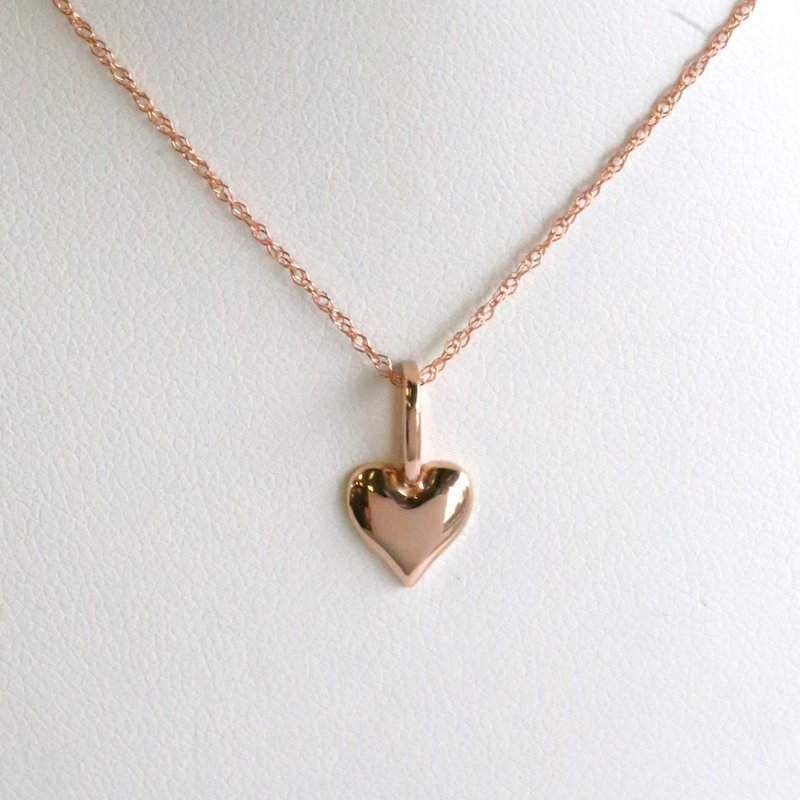 American Jewelry 14/18k Rose Gold Petite Puffy Heart Necklace