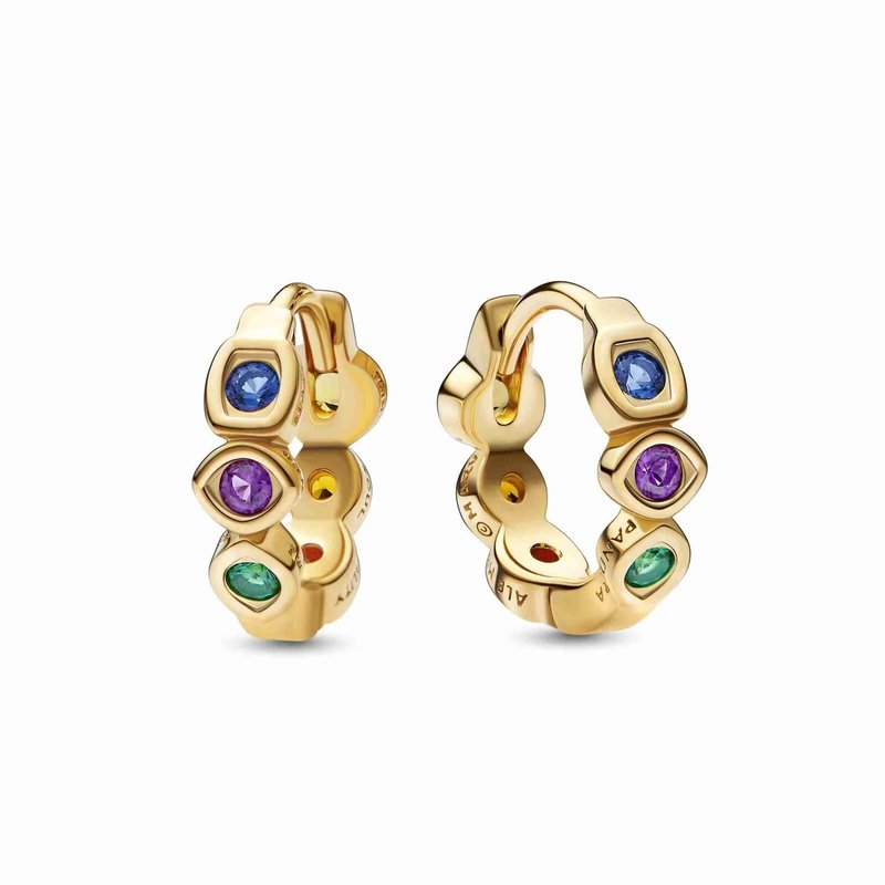 Pandora PANDORA Earrings, Marvel The Avengers Infinity Stones Hoops, Multicolor CZ