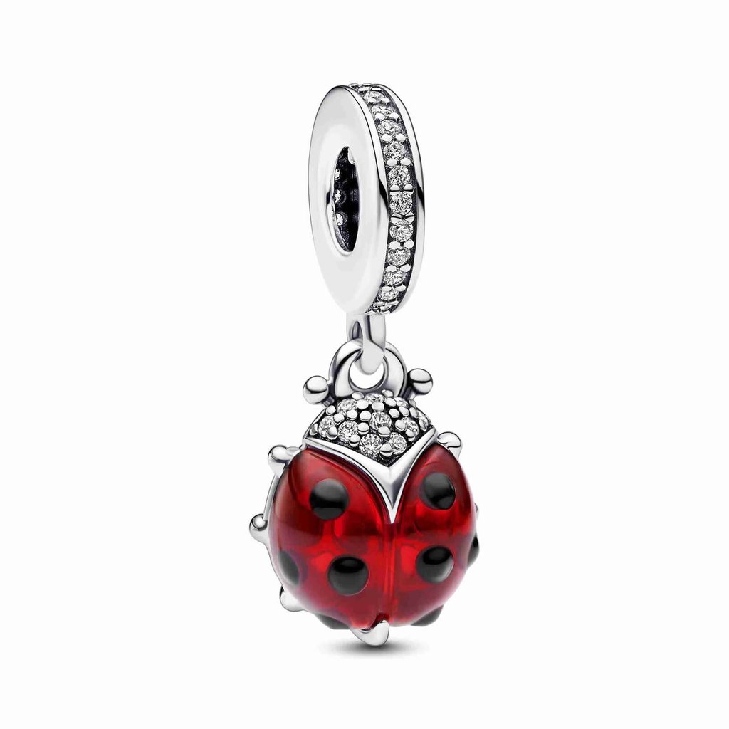 Pandora PANDORA Charm, Red Ladybird Dangle, Red Murano Glass