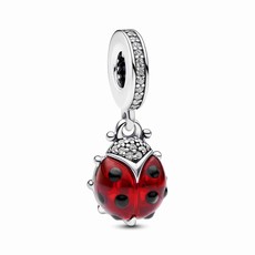Pandora PANDORA Charm, Red Ladybird Dangle, Red Murano Glass