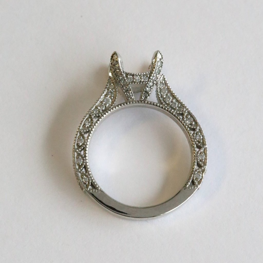 American Jewelry Platinum 1/2ctw Diamond Milgrain Ready to Set Engagement Ring Mounting