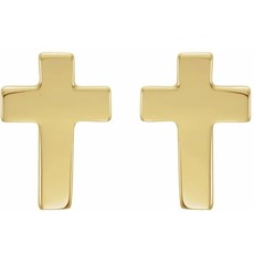American Jewelry 14k Yellow Gold Cross Stud Earrings