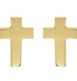 American Jewelry 14k Yellow Gold Cross Stud Earrings