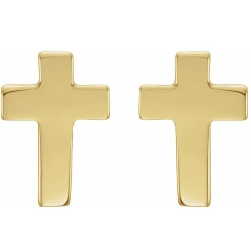 American Jewelry 14k Yellow Gold Cross Stud Earrings