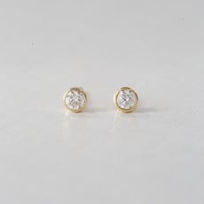 American Jewelry Gold Micro Diamond Bezel Stud Earrings