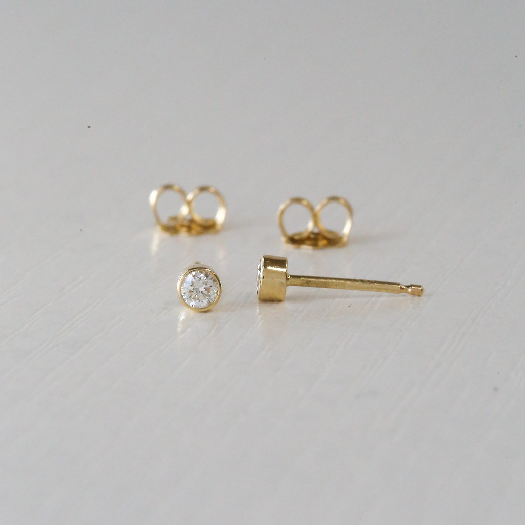 American Jewelry Gold Micro Diamond Bezel Stud Earrings