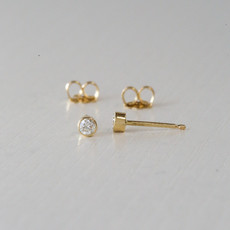 American Jewelry Gold Micro Diamond Bezel Stud Earrings