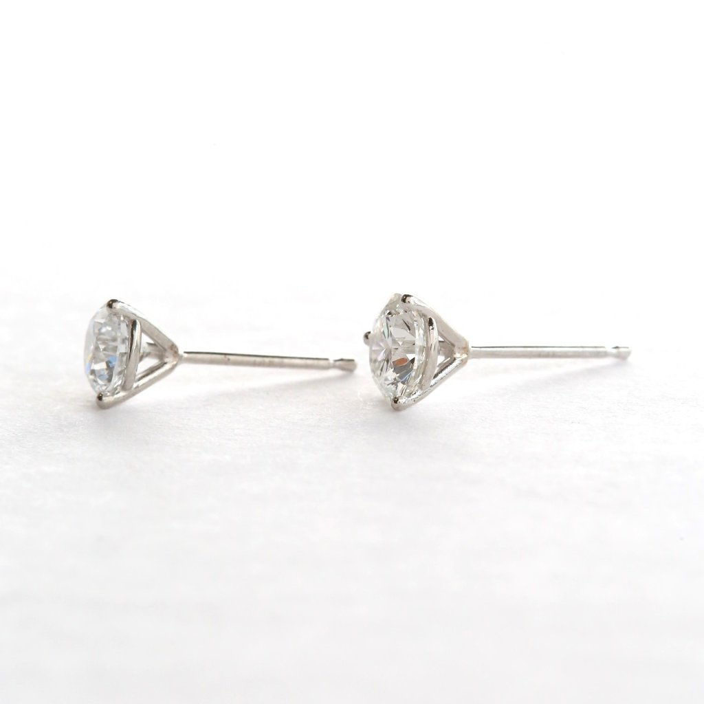 American Jewelry 14k White Gold 1ctw F/VS1 Lab Grown Round Brilliant Diamond Stud Earrings