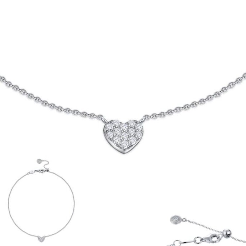 Lafonn Lafonn Sterling Silver Bonded w/ Platinum .38ctw Simulated Diamond Mini Heart Anklet