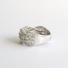 American Jewelry 14k White Gold 2.02ctw Diamond Wave Fashion Ring (Size 7)