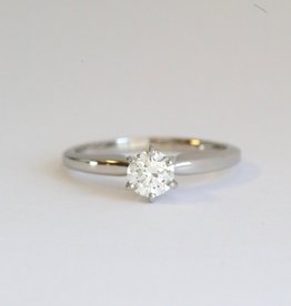 American Jewelry 14k White Gold 1/2ctw I/VS2 Round Brilliant Diamond Solitaire Ring (Size 6.5)