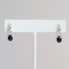 American Jewelry 14k White Gold 1.90ct Sapphire .26ct Diamond Intricate Dangle Earrings