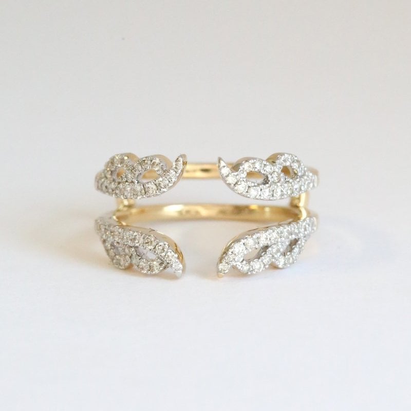 American Jewelry 14k Yellow Gold .51ctw Diamond Intricate Ring Guard (Size 7)