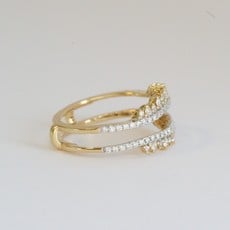 American Jewelry 14k Yellow Gold .52ctw Diamond Double Row Ring Guard (Size 7)