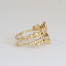 American Jewelry 14k Yellow Gold .50ctw Diamond Leaf Milgrain Vine Ring Guard (Size 7)