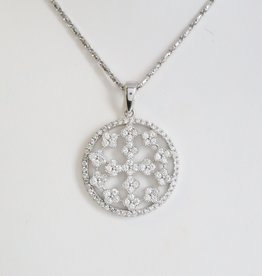 American Jewelry 14k White Gold 1.10ctw Diamond Milgrain Fancy Openwork Necklace