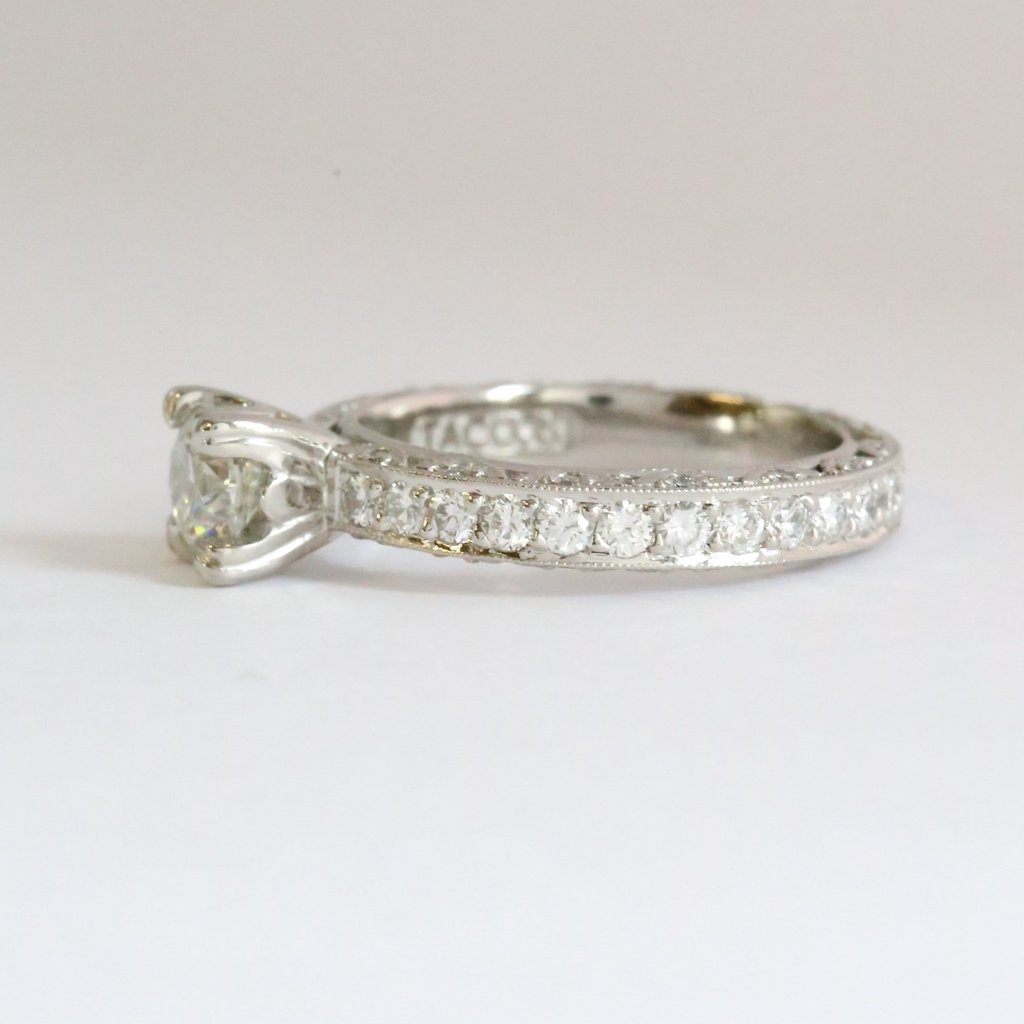 American Jewelry Platinum 1.96ctw G/VS1 Round Diamond Tacori Milgrain Double Edge Solitaire Engagement Ring