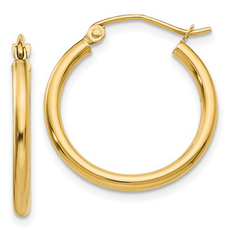 American Jewelry 14k Yellow Gold Tube Hoop Earrings (2x20mm)