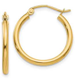 American Jewelry 14k Yellow Gold Tube Hoop Earrings (2x20mm)