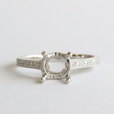 American Jewelry Platinum .16ctw Diamond Milgrain Semi Mount Ready to Set Engagement Ring (Size 7)