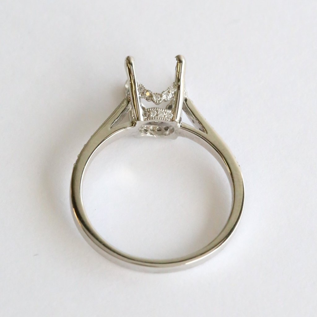 American Jewelry Platinum .16ctw Diamond Milgrain Semi Mount Ready to Set Engagement Ring (Size 7)