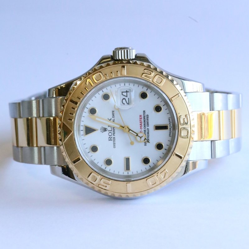 Rolex Preowned Rolex Stainless Steel & 18k Gold  Yacht Master Oyster Perpetual Date w/ White Dial