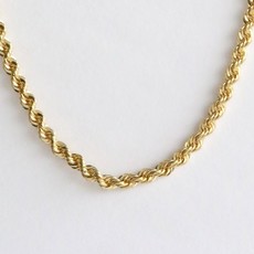 American Jewelry 18k Yellow Gold 4.7mm Solid Diamond Cut Rope Chain (19.75")