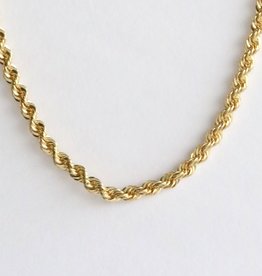 American Jewelry 18k Yellow Gold 4.7mm Solid Diamond Cut Rope Chain (19.75")