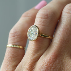 14k Yellow Gold 2.07ctw F/VS1 Lab Oval Bezel Set Engagement Ring (Size 6.5)