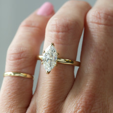 14k Yellow Gold 2.02ct G/VS1 IGI Lab Marquise Solitaire Engagement Ring