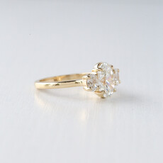 American Jewelry 14k Yellow Gold 2.53ctw (2.03 G/VS1 Center) Oval Lab Grown Diamond Three-Stone Engagement Ring (6.5)