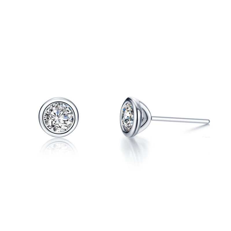 Lafonn Lafonn Sterling Silver & Platinum 2ctw Simulated Bezel Set Diamond Stud Earrings